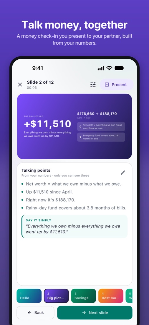 Money check-in slides for your partner